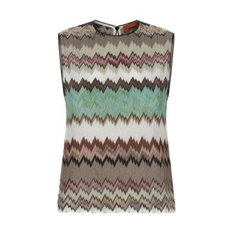 Missoni Sleeveless Tops, female, Multicolor, Size: S Zigzag Lam&eacute; Top