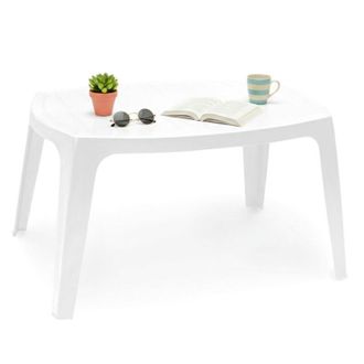 Dmora Dmora - Tavolino da esterno 0, Tavolino ovale, Tavolo multiuso, 100% Made in Italy, Cm 49x76h43, Bianco