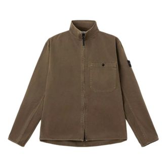 Stone Island Light Jackets, male, Brown, Size: S Panama Cotton Overshirt