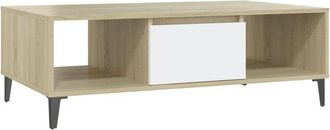 vidaXL Vidaxl - Coffee Table White and Sonoma Oak 103.5x60x35 cm Engineered Wood