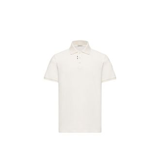 Moncler Moncler Logo Cotton Piquet Polo Shirt, Men, White, Size: 3xl