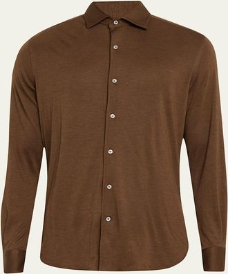 Loro Piana Mens Andrew Cashmere-Silk Sport Shirt