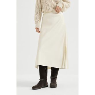 Brunello Cucinelli Satin cady fluid pencil skirt in Butter at Nordstrom, Size 38