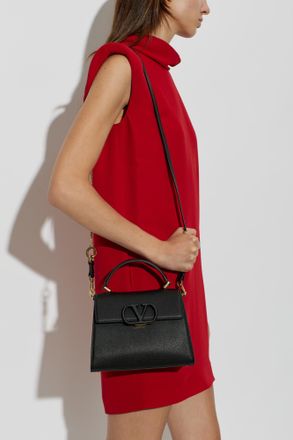Valentino Garavani Leather Bag With Logo, Womens, Black