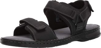 Clarks Mens Malone Shore Sandal, Black Tumbled Leather, 8.5 UK