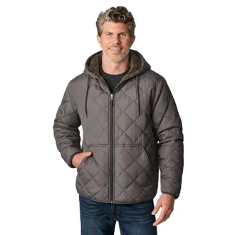 Free Country Mens Atlas Hooded Quilted Reversible Sherpa Jacket