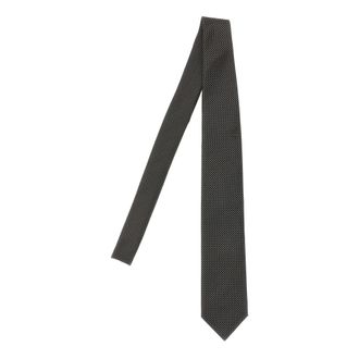 Brioni Accessoires, Heren, Zwart, ONE Size, All-over Zijden Jacquard Stropdas met Micro-patroon