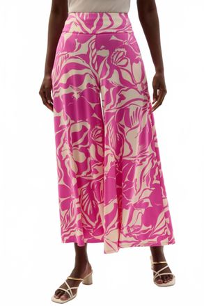 Joseph Ribkoff Floral Pull-On Culotte Pants In Beige/pink