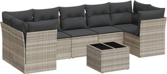 vidaXL Vidaxl - Set De Sof&aacute;s De Jard&iacute;n 8 Pzas Y Cojines Rat&aacute;n Sint&eacute;tico Gris