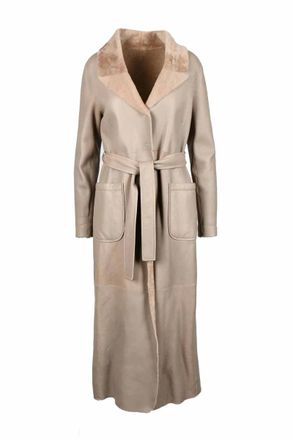 MySkin Beige Leather Coat with Tailored Design