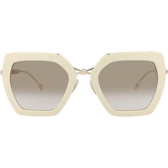 Philipp Plein 53mm Oversize Sunglasses in Ivory Gold Brown at Nordstrom Rack