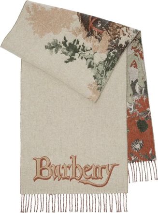Burberry Equestrian Knight Portrait sjaal met jacquard - Beige
