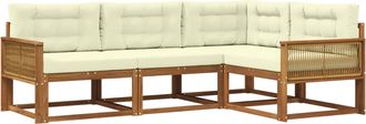vidaXL Conjunto De Sof&aacute;s De Exterior 4 Uds. Natural Y Crema Vidaxl