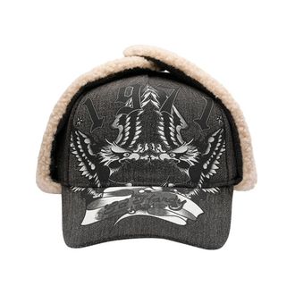 Ed Hardy Caps, male, Black, Size: ONE SIZE 1971 Eagle Acid Wash 5 Panel Trapper Cap