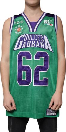Dolce & Gabbana Green Polyester Jersey Sleeveless Mens T-shirt