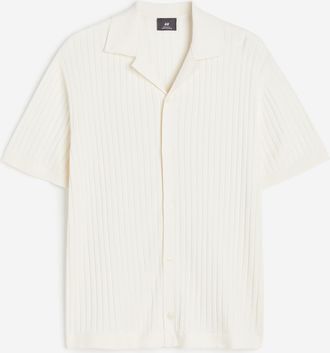 H&M Freizeithemd in Rippstrick Regular Fit - Beige