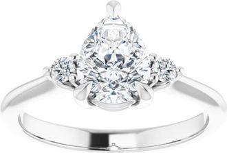 Pompeii3 1 1/4Ct Pear Shape Lab Grown Diamond Engagement Ring White Yellow or Rose Gold