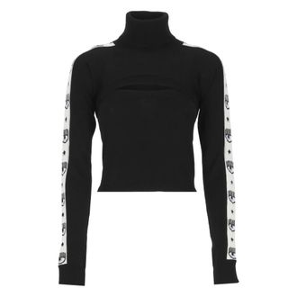 Chiara Ferragni Sweaters Zwart - Dames - Coltruien - Zwart - S - Wol - Truien & Vesten