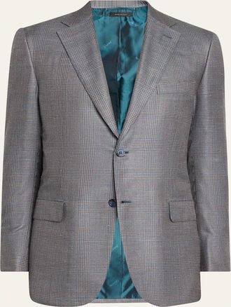 Brioni Mens Prince of Wales Single-Breasted Sport Coat