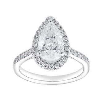 LuvMyJewelry Athena 14K White Gold Pear Lab Grown Diamond Halo Engagement Ring - 2.2 Ct at Nordstrom, Size 8