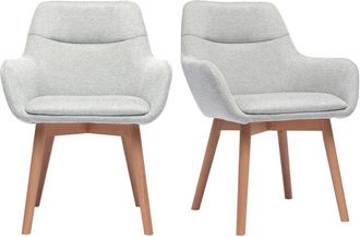 Miliboo Sillas De Tela Efecto Terciopelo Texturizado Gris Claro Y Madera Clara (lote De 2) Aless