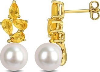 Delmar Cultured Freshwater Pearl & Citrine Earrings in Gold at Nordstrom Rack