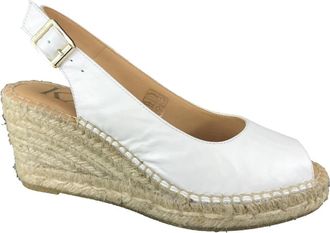 Kanna 0705 Espadrille Wedge - Dames - Sleehakken - Wit - 41 EU - Leer - Schoenen