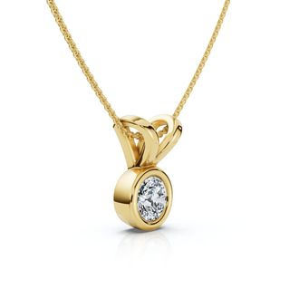 Pompeii3 Dainty Stackable Solitaire Bezel Diamond Pendant 14k Gold Lab Grown EF/VS