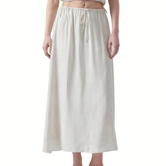 ATM Anthony Thomas Melillo Womens Silk Pull-On Maxi Skirt In Beach Pebble Combo