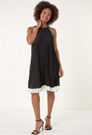 Roman A-Line Pleated Halter Dress