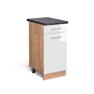 Vicco Mueble Bajo De Cocina R-line, Blanco Alto Brillo, 40 Cm, Et Antracita