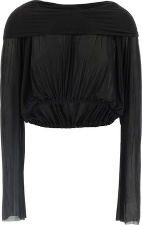 Rick Owens Womens Crooped Hooded Tunic Sweater