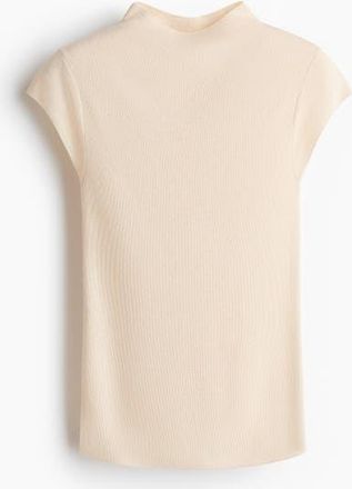 H&M Fine-knit Turtleneck Top in Light Beige at Nordstrom, Size Xx-Small