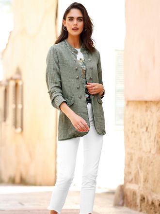 Heine Langjacke HEINE, Damen, Gr. 34, khaki, 100% Baumwolle, Jacken Langjacke