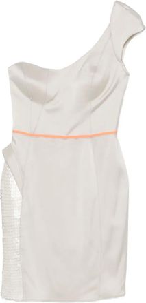 Gemy Maalouf one-shoulder sequin-embellishment mini dress - Neutrals