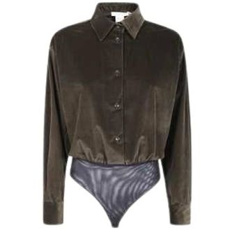 Max Mara Fertile Velvet Body Shirt - Dames - Tops - Groen - Maat: M Velours