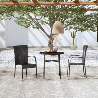 vidaXL Juego De Comedor Para Jard&iacute;n 3 Piezas Rat&aacute;n Sint&eacute;tico Negro Vidaxl
