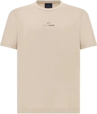 Paul & Shark Cotton Jersey T-Shirt met Print - Heren - T-shirts - Beige - M - Katoen - Tops