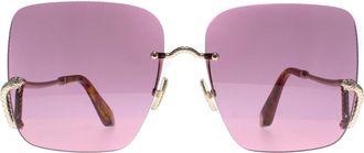 Roberto Cavalli Square Womens Shiny Light Gold Violet SRC061 Sunglasses Metal - One Size