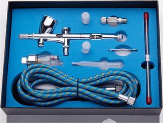 OEM Kit De Pistola Aer&oacute;grafo Profesional 180k/doble Acci&oacute;n/con Boquilla De Aguja De 0,2 Mm/0,3 Mm/0,5 Mm Y Manguera