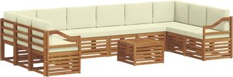 vidaXL Conjunto De Sof&aacute;s De Exterior 11 Uds. Natural Y Crema Vidaxl