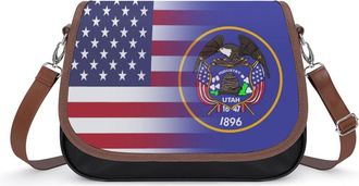 Generic US & Utah State Flag Fashion Womens Crossbody Bags Novelty Handbag Shoulder Bag Purse