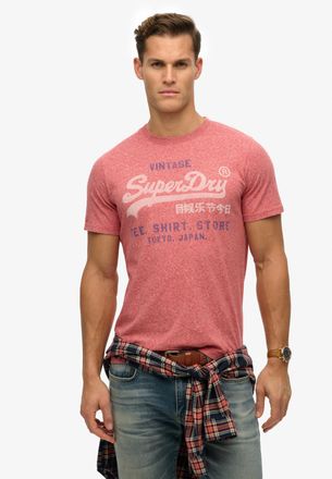 Superdry Rundhalsshirt SUPERDRY VL CLASSIC RELAXED TEE, Herren, Gr. XL, rot (mid rot grit), Single Jersey, Obermaterial: 60% Baumwolle, 40% Polyester, meliert,
