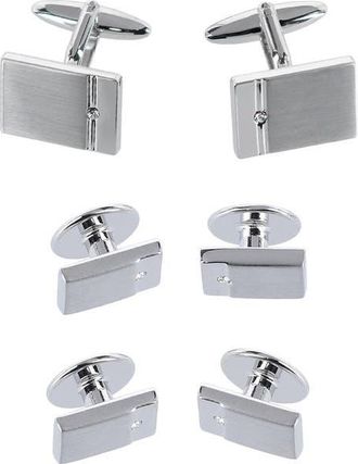 Trafalgar Store The Kingsley Square Cuff Link & Stud Set in Silver at Nordstrom