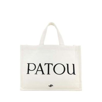 Patou White Canvas Shopping Bag Exterior: Cotton Borse A Mano