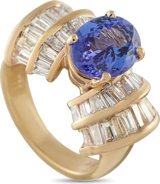 Luxury Bazaar 14K Yellow Gold 2.20ct Diamond and Tanzanite Cocktail Ring MF12-062626