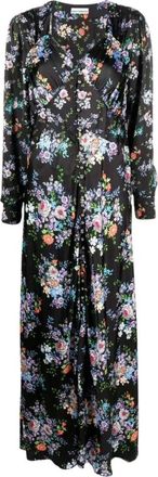 Paco Rabanne Bloemenprint Lange Mouw Jurk - Dames - Maxi kleedjes - Veelkleurig - XS - Polyester - Kleedjes