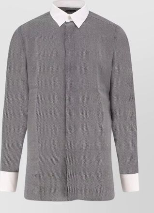 Tom Ford sharkskin print shirt contrast collar cuffs