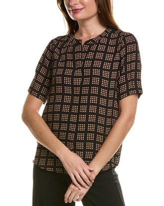 T Tahari Mandarin Collar Blouse