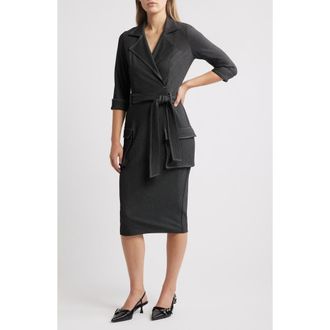 Black Halo Iria Tie Belt Denim Sheath Dress in Denim Daze at Nordstrom Rack, Size 12